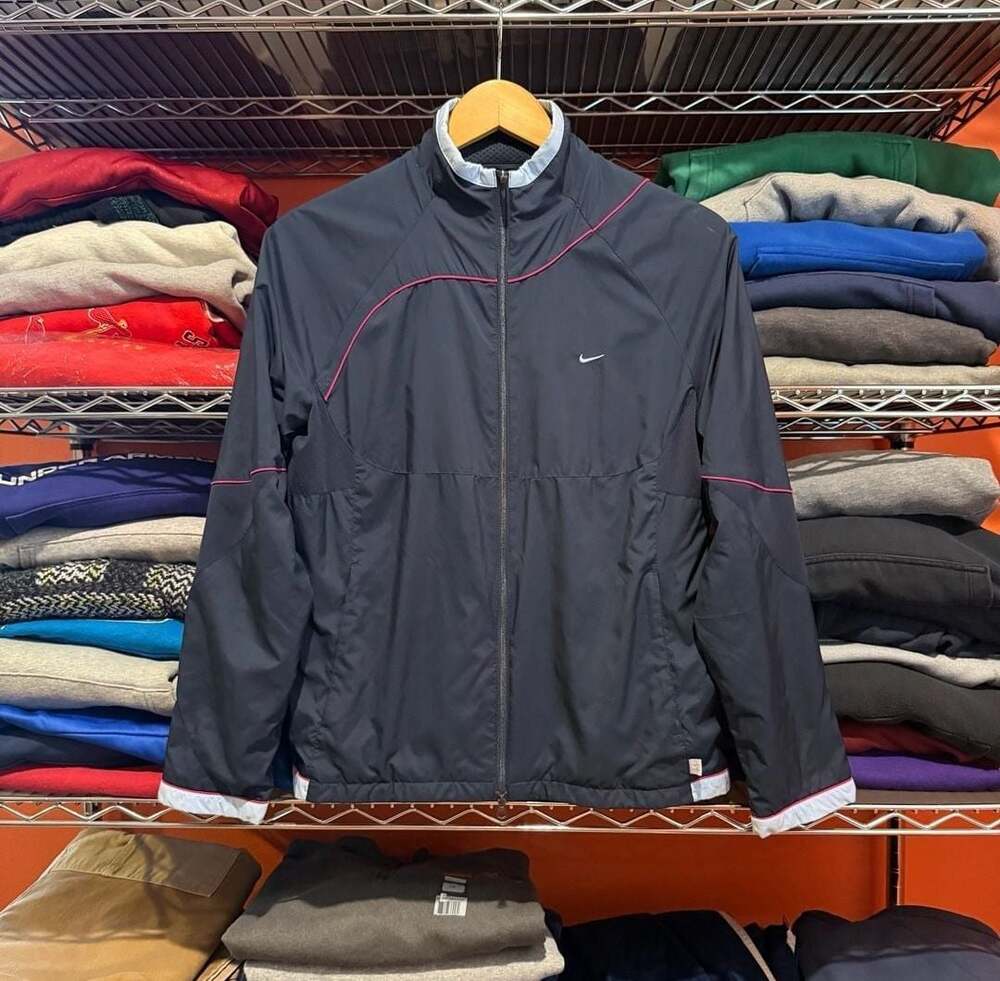 Y2K Nike Women's Full Zip‎ Performance Track Jacket Black Pink Size Large